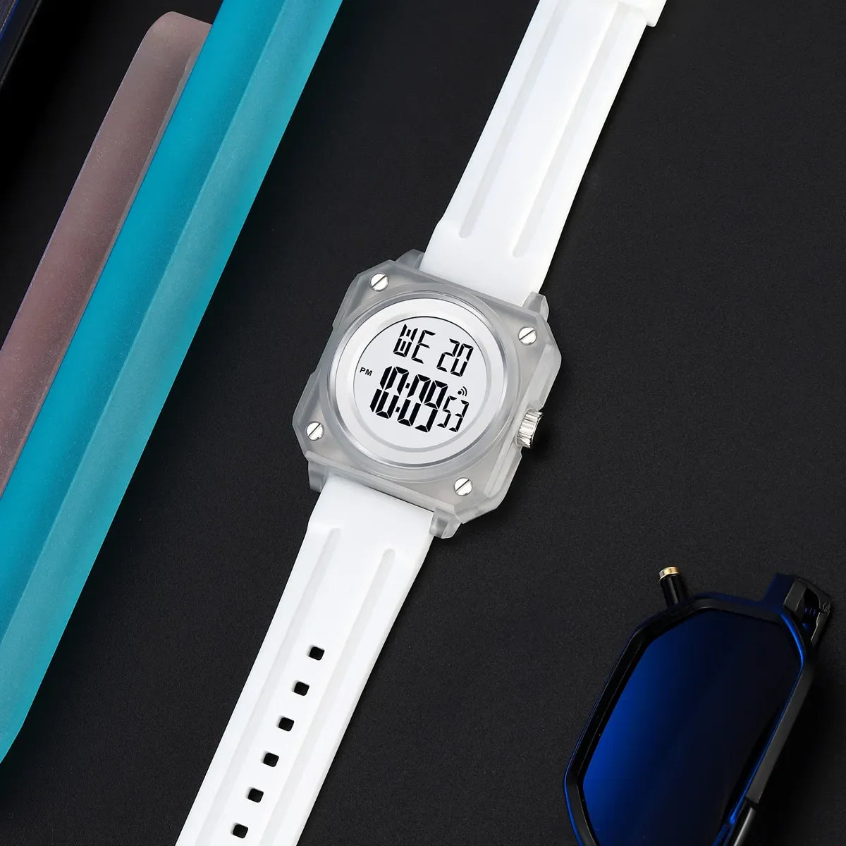 SKMEI 2488 Digital Sports Watch - White/White