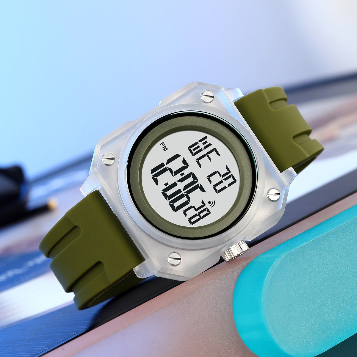 SKMEI 2488 Digital Sports Watch - White/ArmyGreen
