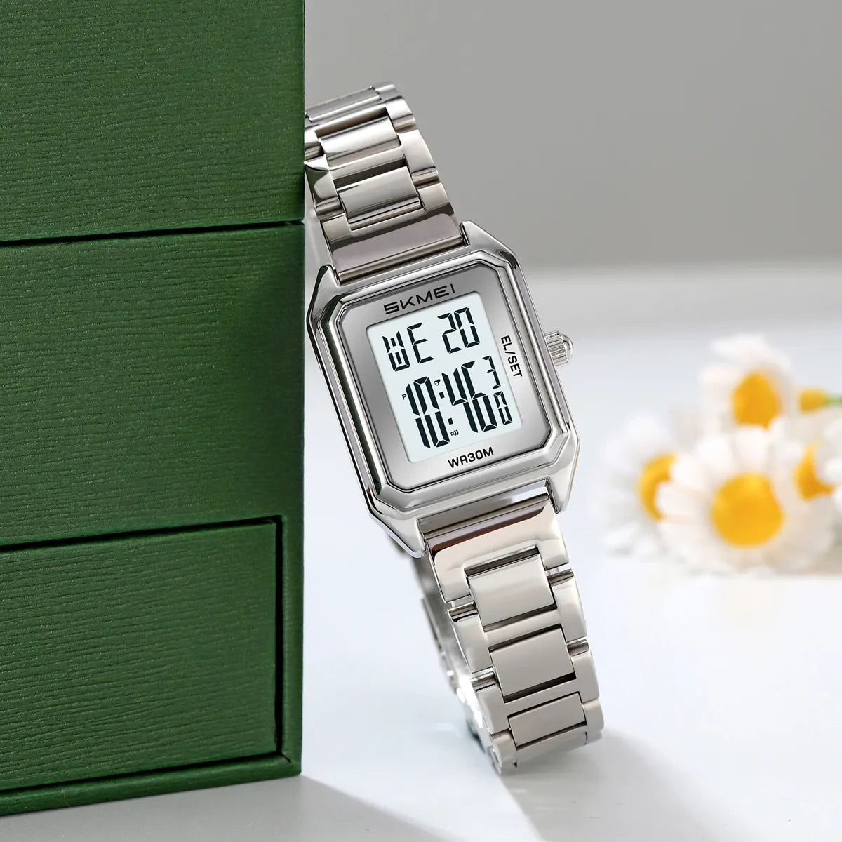 SKMEI 2493 Slim Digital Classic Watch - Silver/White