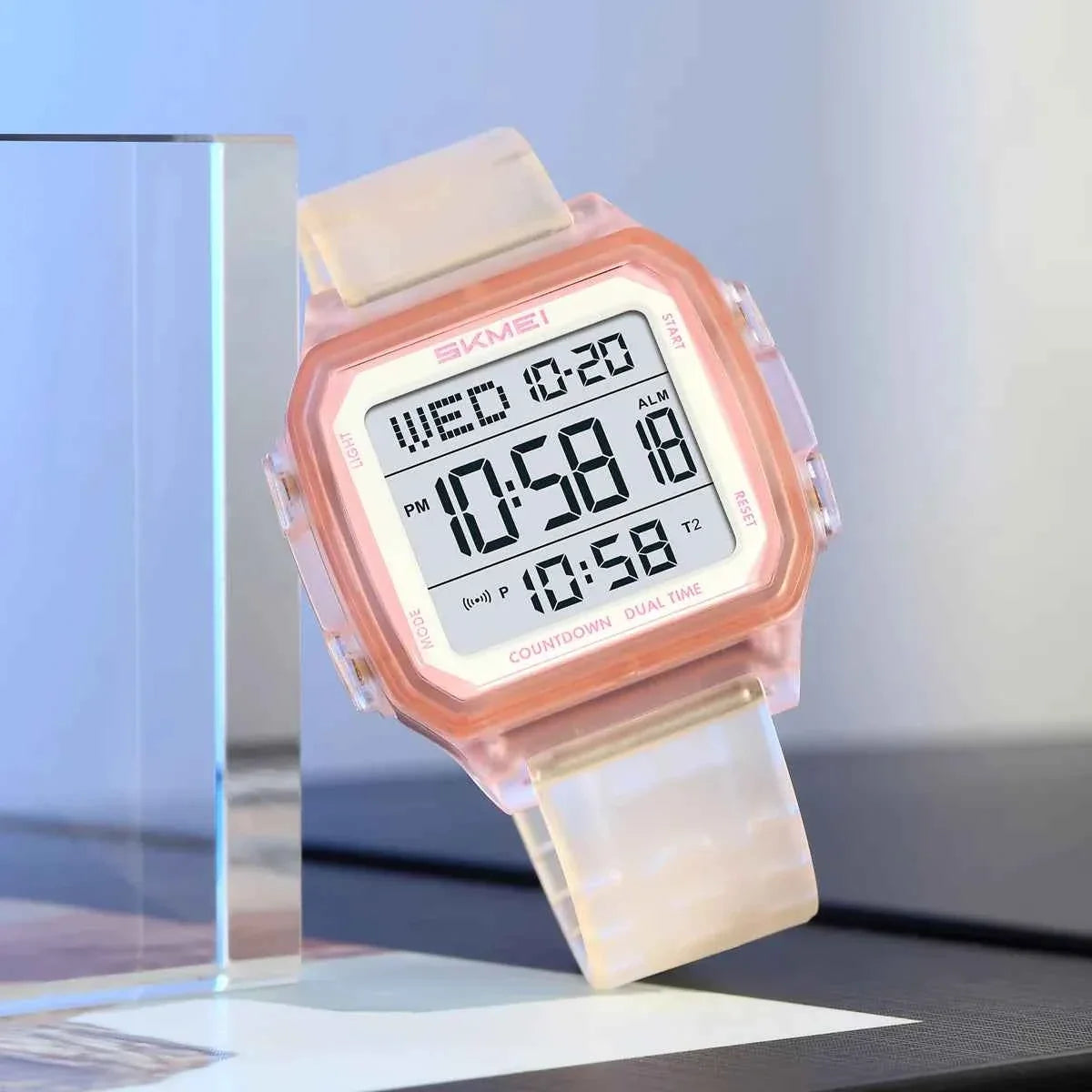 SKMEI 2515 Digital Sports Watch - Pink/Trans