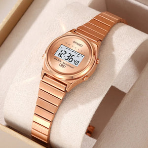 SKMEI 2521 Women Digital Stainless Steel Watch - rose gold