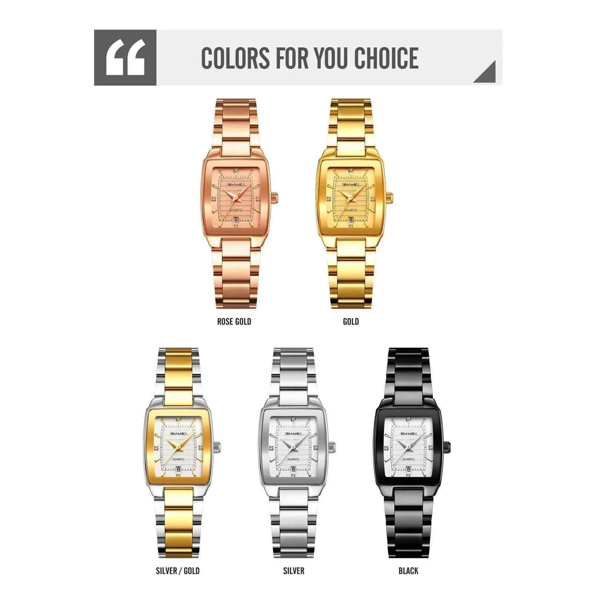 SKMEI 2578 Elegant Golden Ladies Steel Watch - Silver/Gold