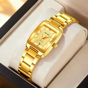 SKMEI 2578 Elegant Golden Ladies Steel Watch - Gold