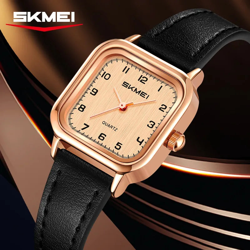 SKMEI 2579 Women Leather Belt Watch - Rosegold/Black