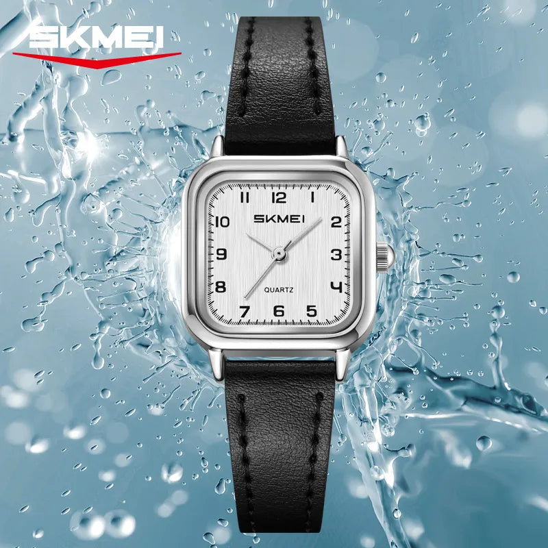 SKMEI 2579 Women Leather Belt Watch - Silver/Black