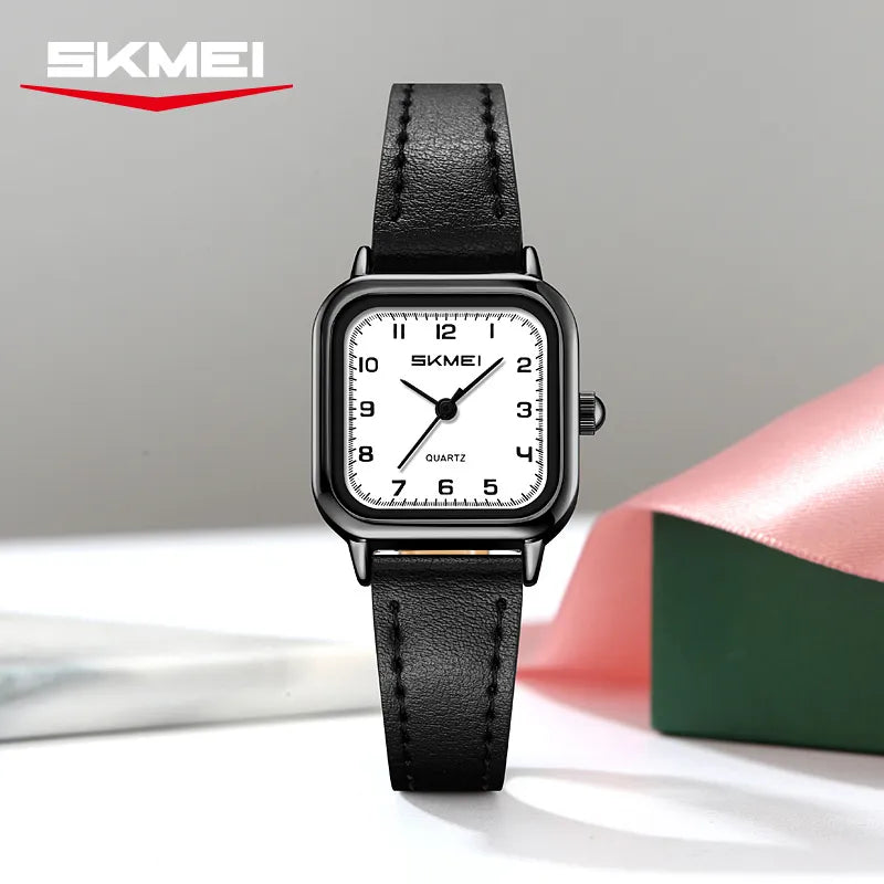 SKMEI 2579  Women Leather Belt Watch - Black/Black