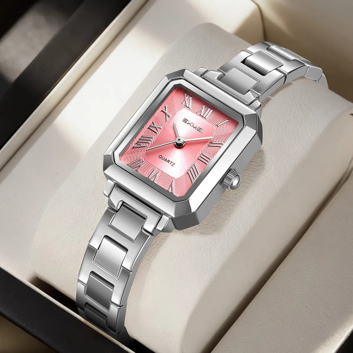 SKMEI 2582 Elegant Ladies Watch - Silver/Pink