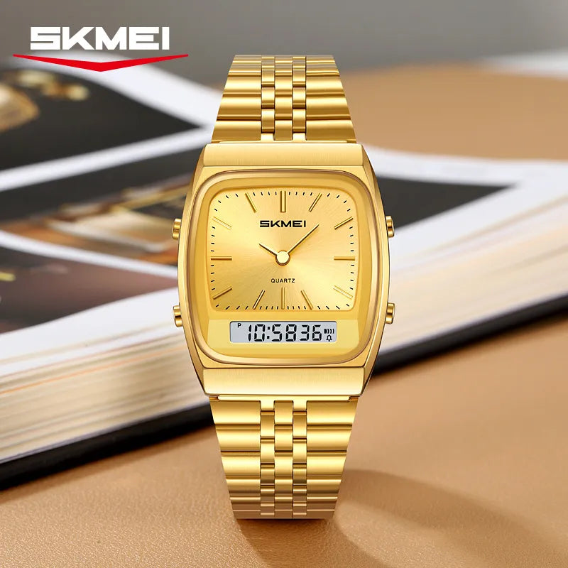 SKMEI 2585 Women Digital Stainless Steel Watch - gold