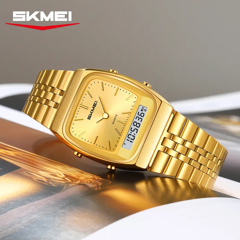 SKMEI 2585 Women Digital Stainless Steel Watch - gold