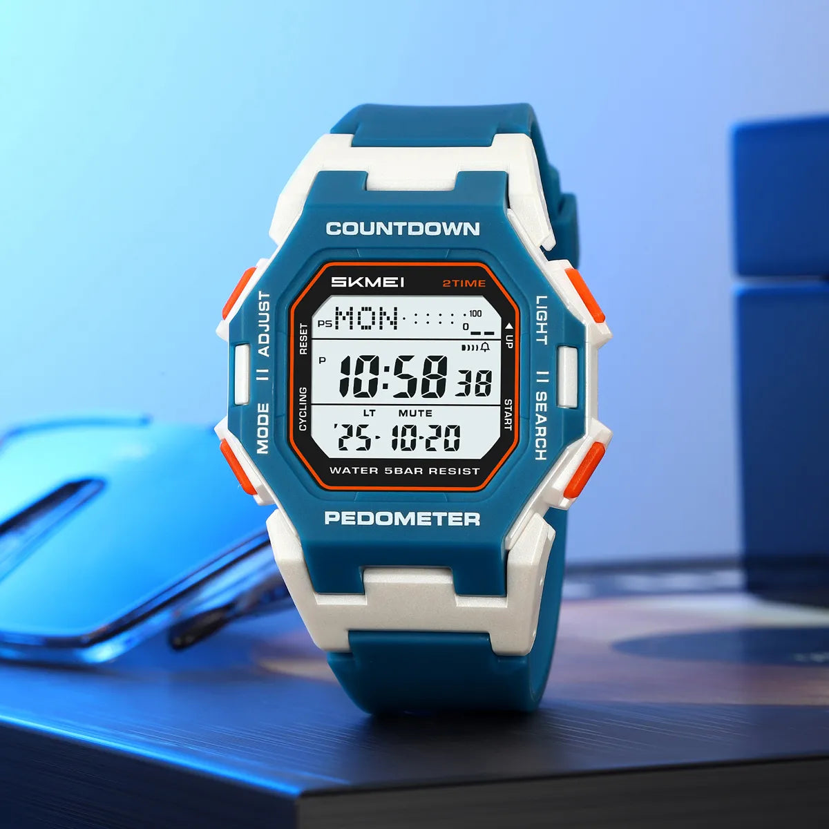 SKMEI 2596 Digital Pedometer Sports Watch - Blue
