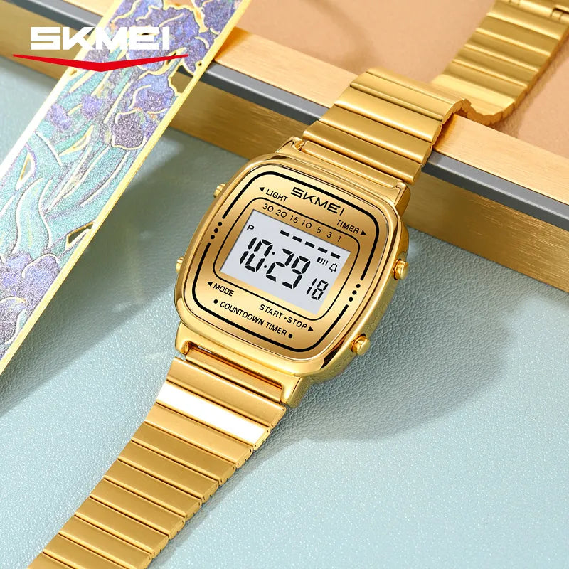 SKMEI 2623 Women Digital Watch - Gold