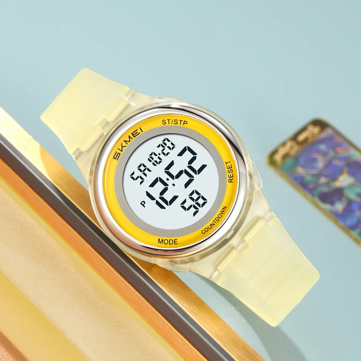 SKMEI 2661 Lightweight Digital Sports Watch - Yellow/Tranparent