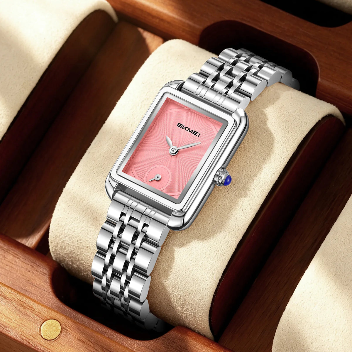 SKMEI 2670 Women Down Second Quartz Watch - Silver/Pink