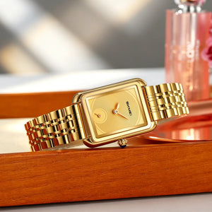 SKMEI 2670 Women Down Second Quartz Watch - Gold/Gold