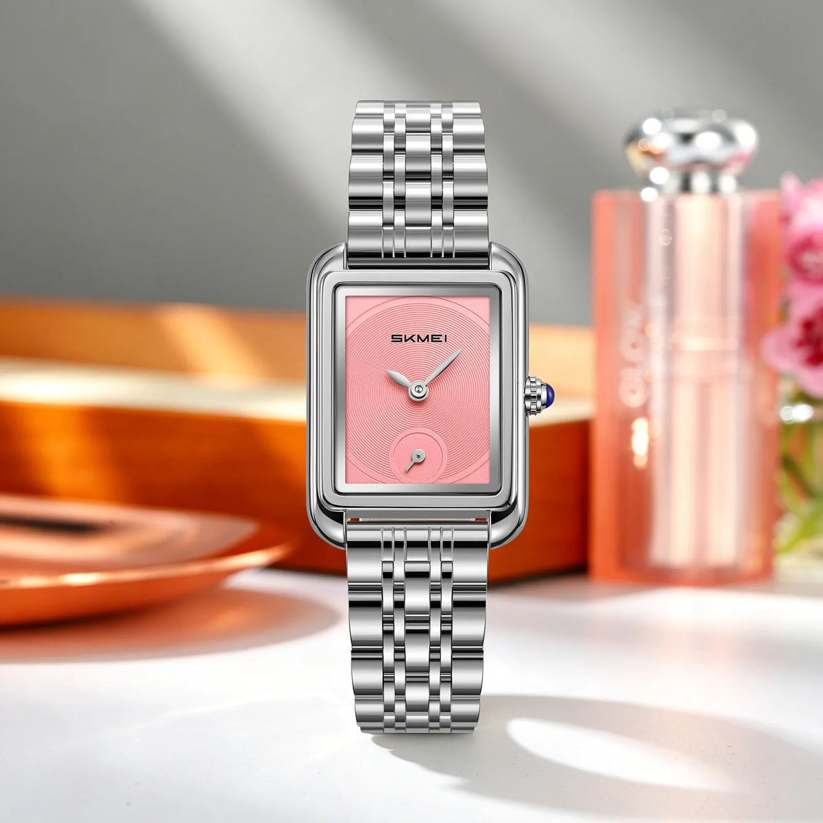 SKMEI 2670 Women Down Second Quartz Watch - Silver/Pink