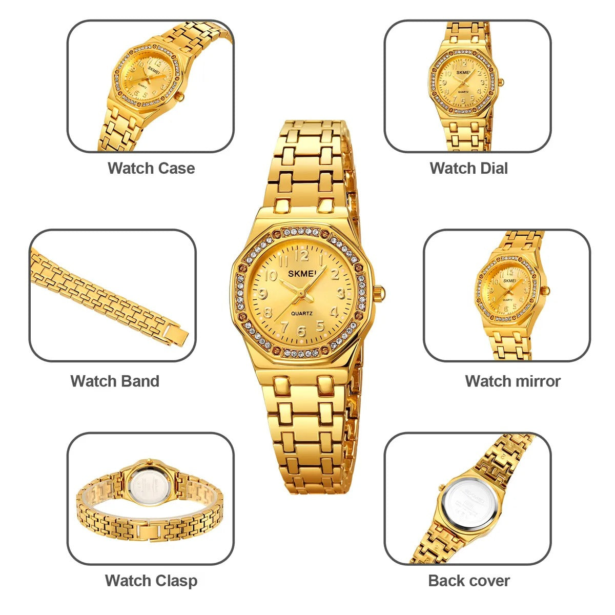 SKMEI - 2508 - Women Stainless Steel Luxury Watch - gold image 3