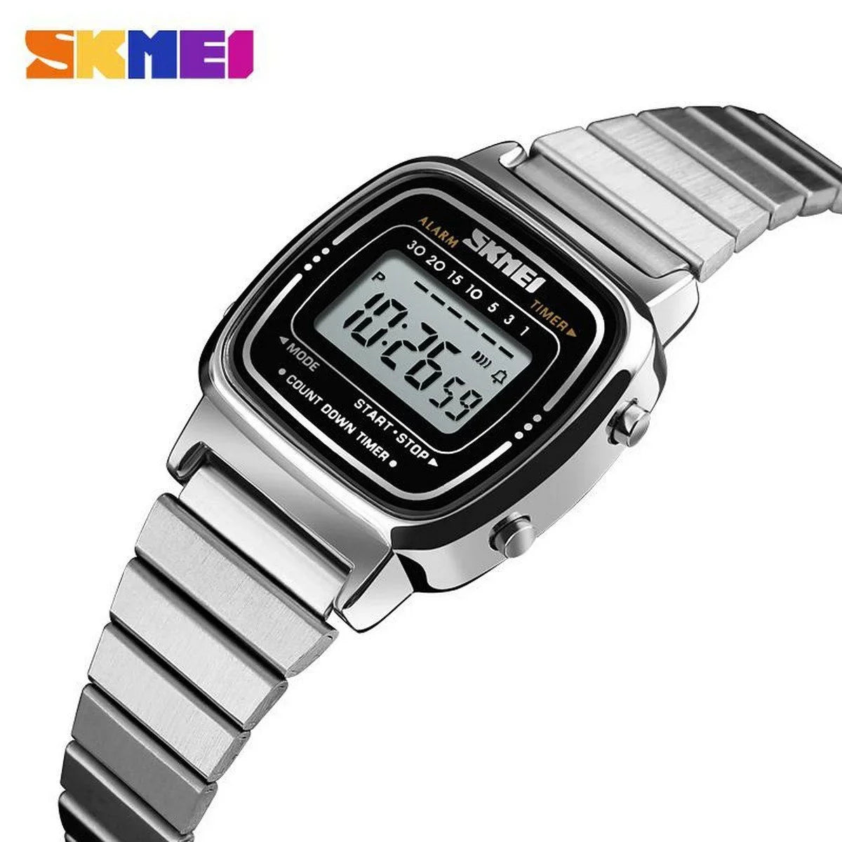 Skmei - 1901 - Women Minimal Square Watch - Silver-Steel image 1