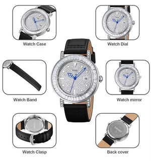 SKMEI - 1953 - Women Luxury Embossed Stone Diamond Quartz - Black image 7