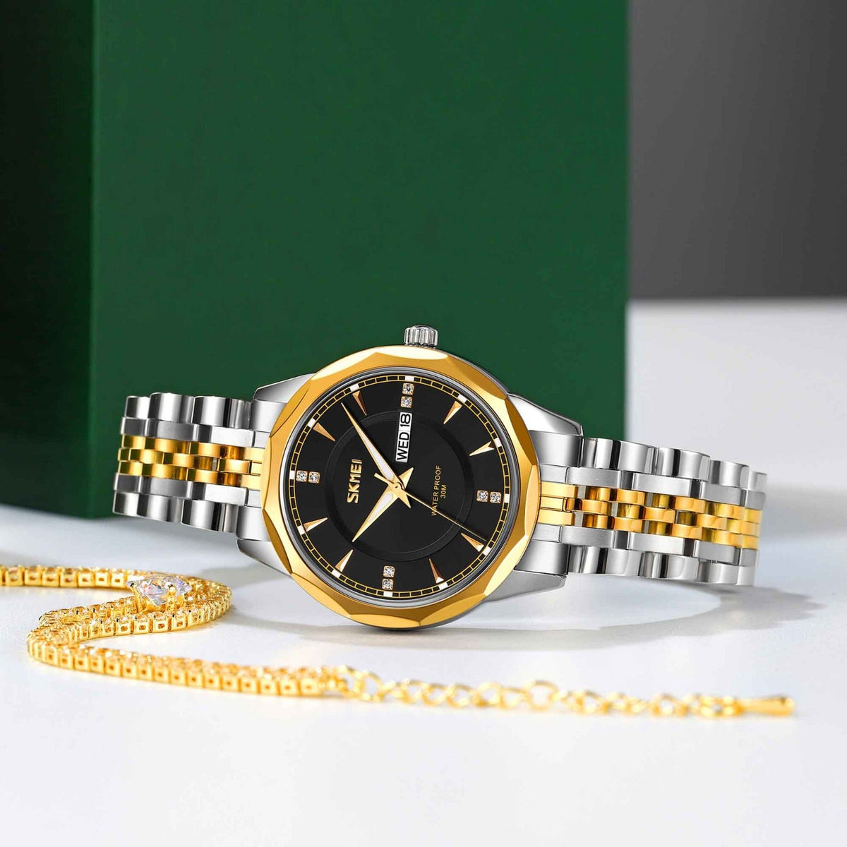 Skmei - 9264 - Women Stainless Steel Quartz - Silver/Gold-Black image 0