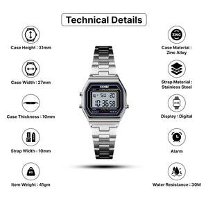 Skmei 1415 - Women Digital Stainless Steel Water Resistant - silver image 3