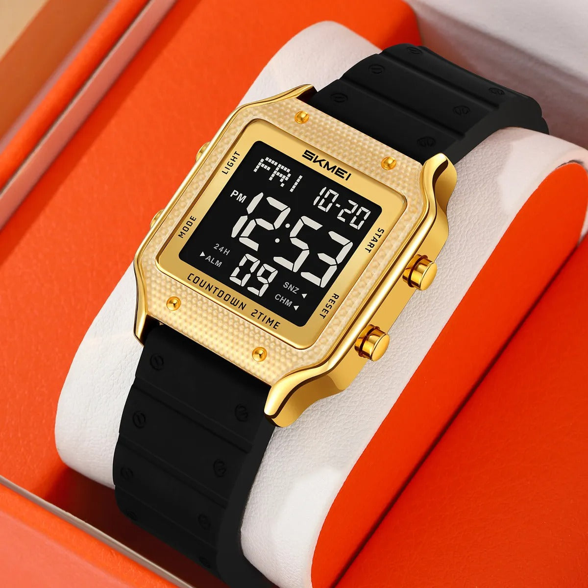 Skmei - 2526 - Women Digital Watch Original Silicone Strap - Black Gold image 1