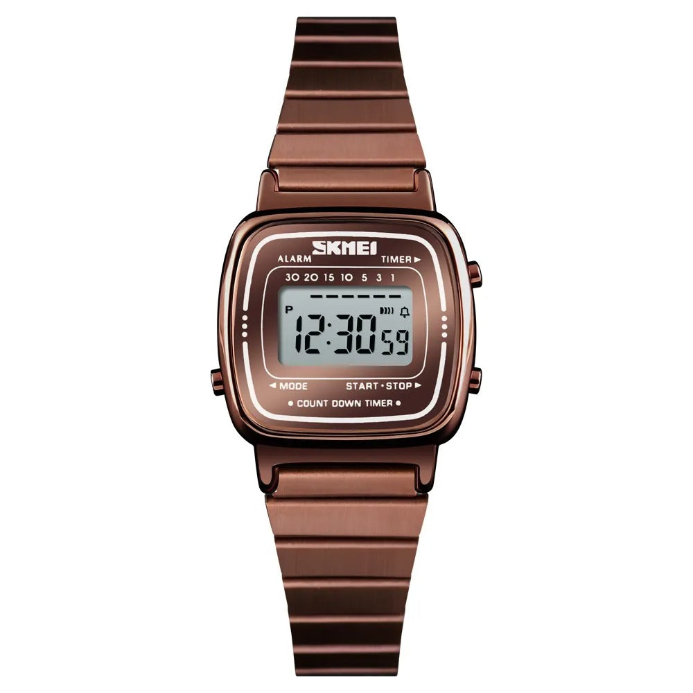 Skmei - 1901 - Women Minimal Square Watch - Coffee Steel image 0