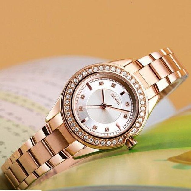 SKMEI - 1534 - Women Water Resistant Diamond Quartz Watch - rose gold image 1