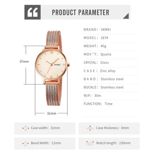 SKMEI - 1874 - Women Stainless Steel Quartz Watch - rose gold image 8