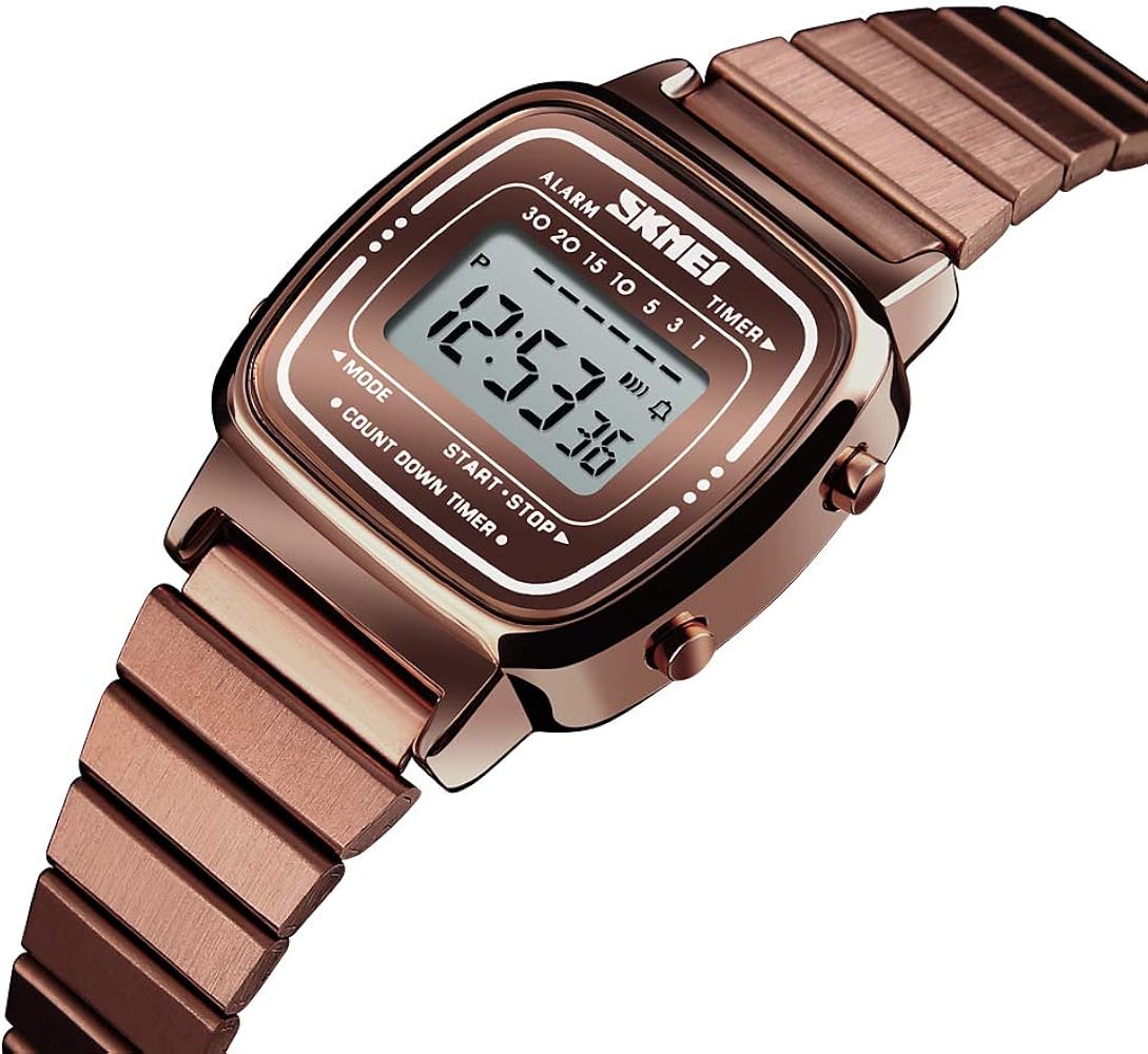 Skmei - 1901 - Women Minimal Square Watch - Coffee Steel image 1