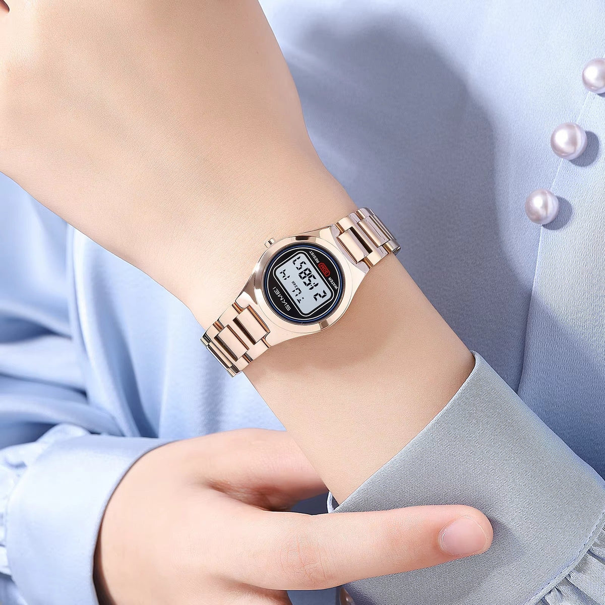 SKMEI - 2334 - Women Digital Stainless Steel Watch - rose gold image 2