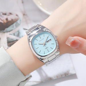SKMEI 2420 Unisex Analog Quartz Day-Date Watch - Silver/Blue image 3