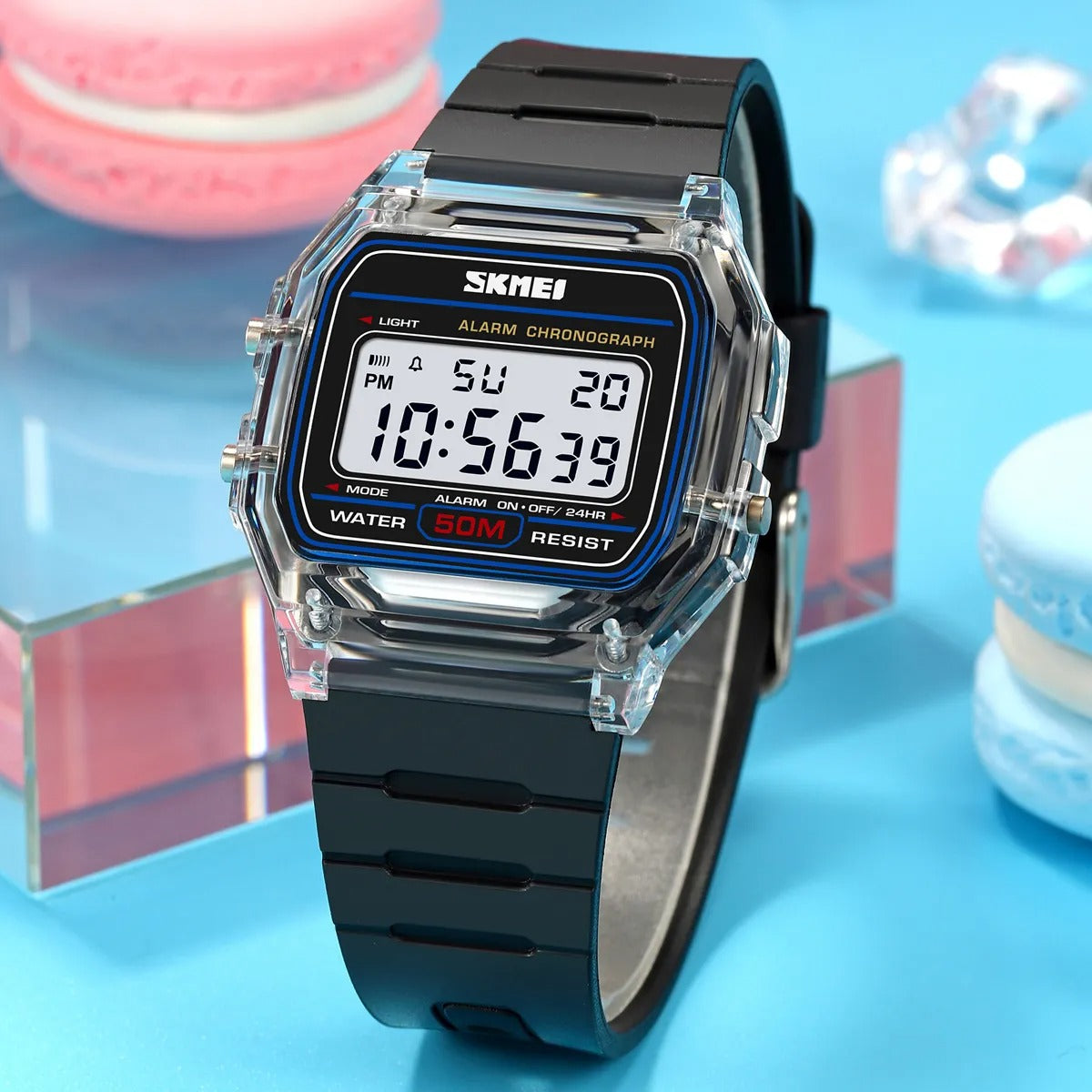 Skmei - 2056 - Women Neon Clear Digital Watch - White/Black image 1