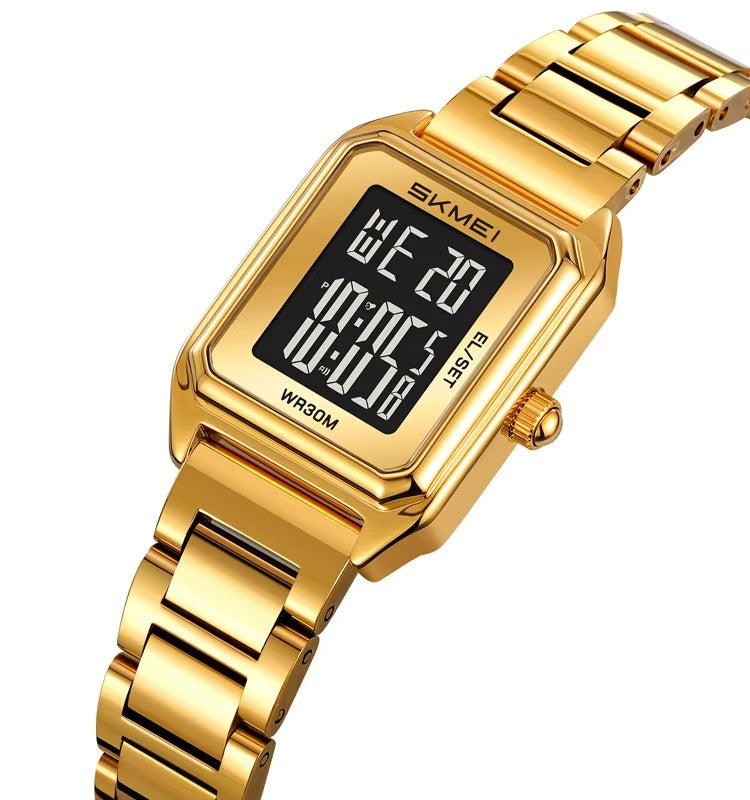 SKMEI - 2493 - Women Digital Stainless Steel Watch - gold/black image 3