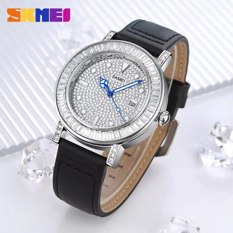 SKMEI - 1953 - Women Luxury Embossed Stone Diamond Quartz - Black image 0