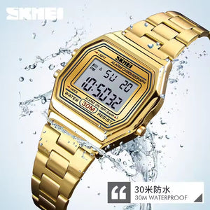 Skmei 1415 - Women Digital Stainless Steel Water Resistant - Gold image 5