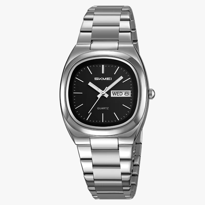 SKMEI 2420 Unisex Analog Quartz Day-Date Watch - Silver/Black image 2