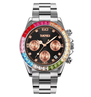 Skmei - 9367 - Colorful Fashion Luminous Hands Waterproof Quartz Unisex Watch - Silver/Black image 1