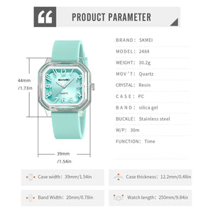 Skmei 2484 Women Quartz movement Wristwatches For Students - lightblue image 4