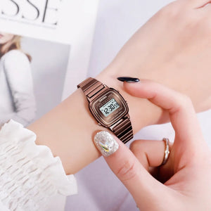 Skmei - 1901 - Women Minimal Square Watch - Coffee Steel image 2