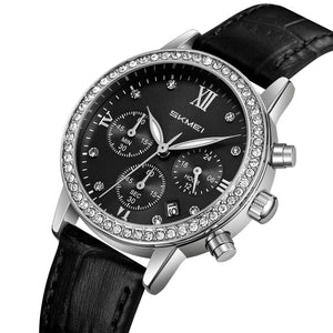 SKMEI 9384 Elegant Women Chronograph Watch - Black