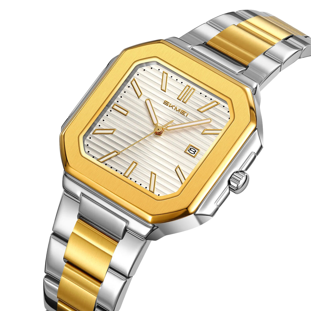 SKMEI 9398 Women Elegant Steel Quartz Watch - gold/silver-silver(lady)