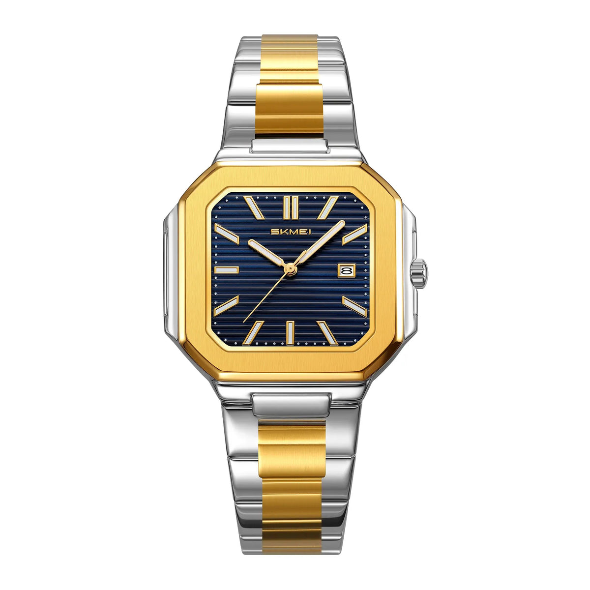 SKMEI 9398 Women Elegant Steel Quartz Watch - gold/silver-blue(lady)