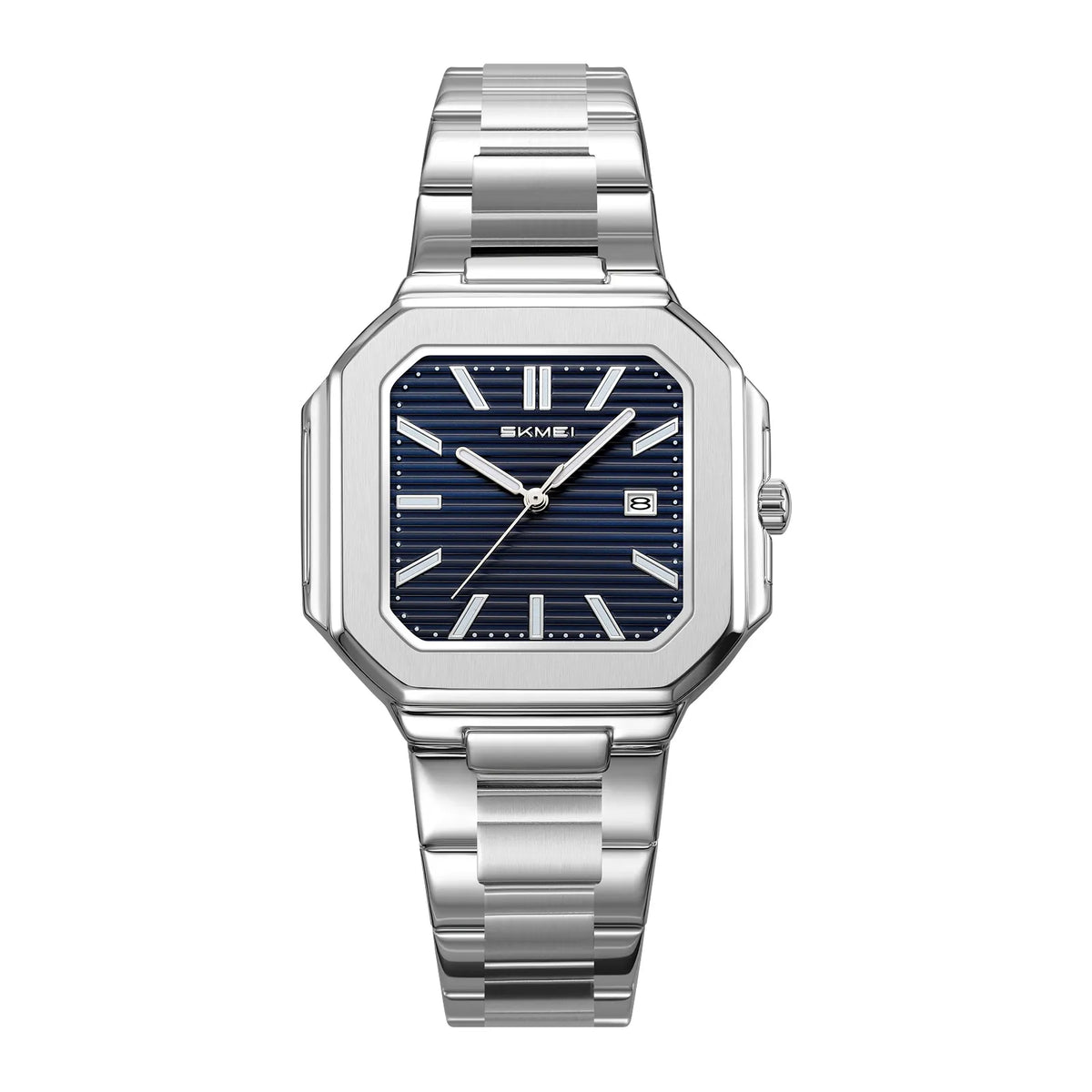 SKMEI 9398 Women Elegant Steel Quartz Watch - silver/blue(lady)