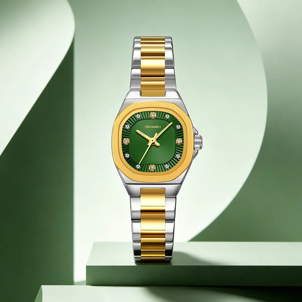 SKMEI 9408 Women Elegant Quartz Watch - silver/gold-green