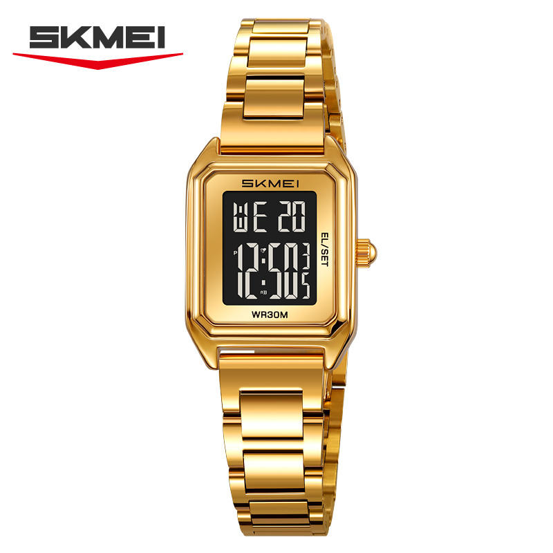 SKMEI - 2493 - Women Digital Stainless Steel Watch - gold/black image 2