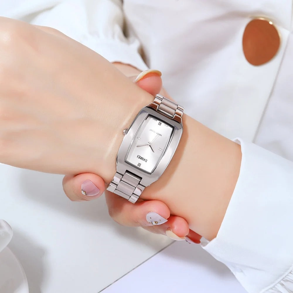SKMEI - 1400 - Women Stainless Steel Rectangle Dial Elegant Watch - silver image 3