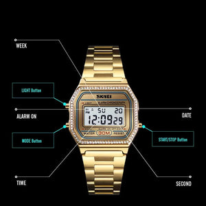 Skmei - 1474 - Digital Women Watch - Golden image 2