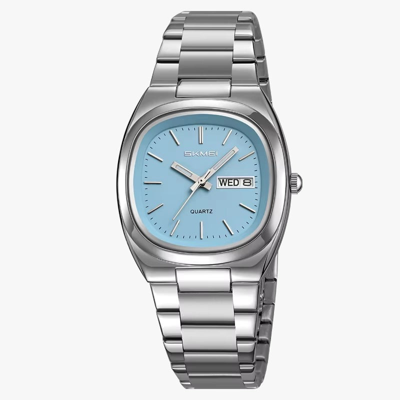 SKMEI 2420 Unisex Analog Quartz Day-Date Watch - Silver/Blue image 4