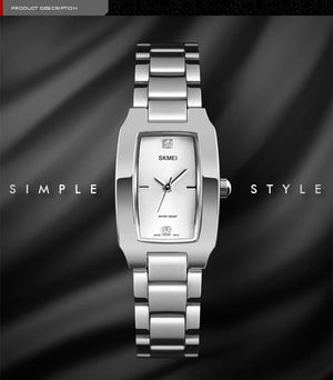 SKMEI - 1400 - Women Stainless Steel Rectangle Dial Elegant Watch - silver image 2