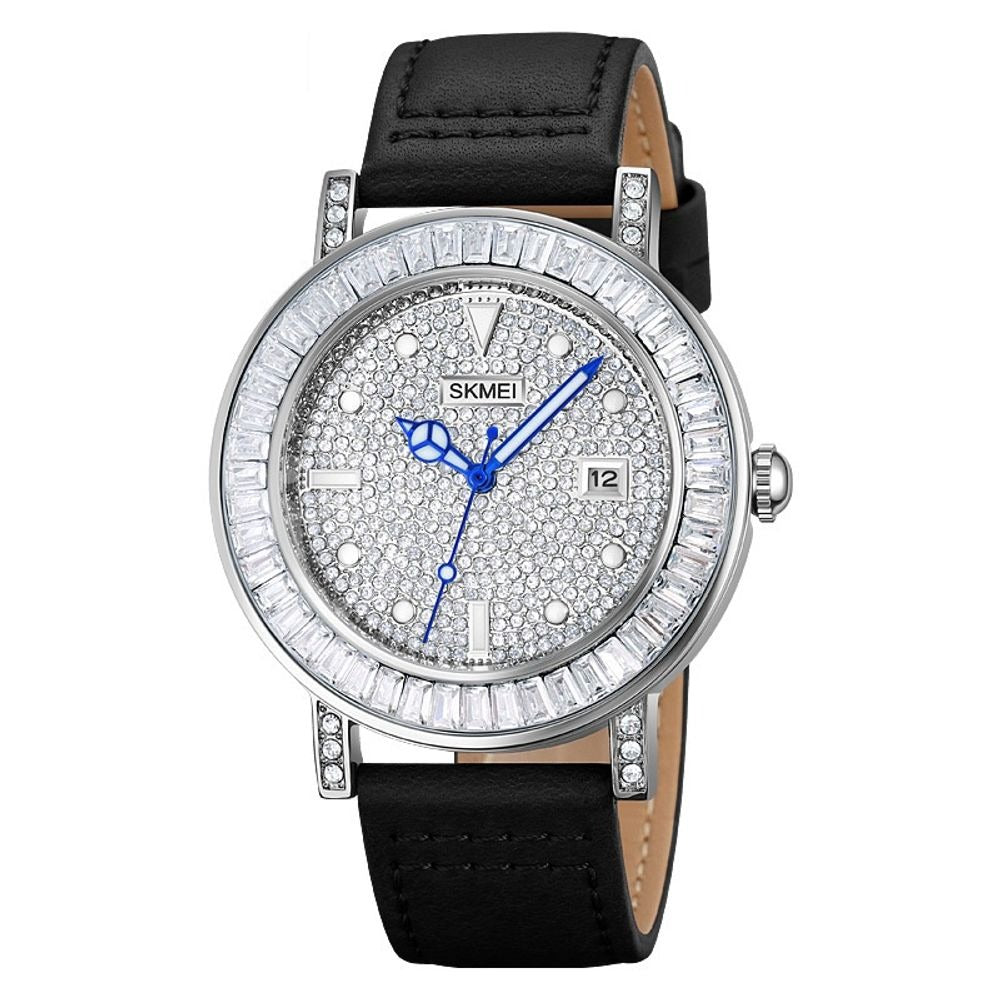 SKMEI - 1953 - Women Luxury Embossed Stone Diamond Quartz - Black image 1